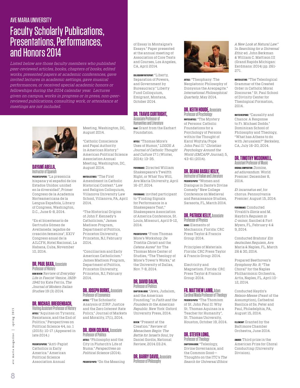 AMU Magazine Spring 2015 by Ave Maria University Issuu