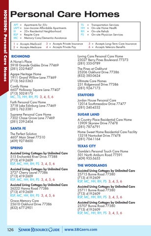 Senior Resource Guide Southwest Houston Spring Summer 2015 By