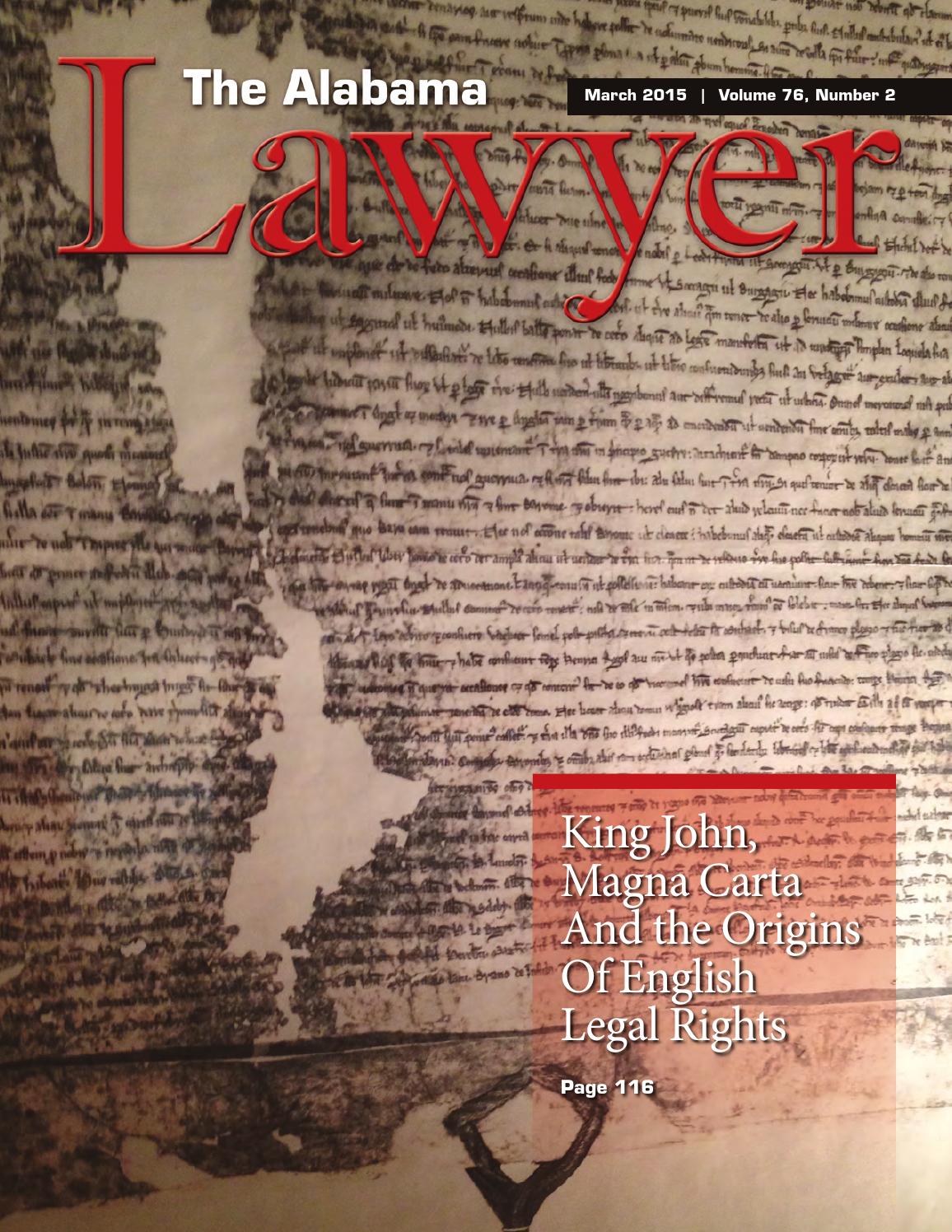 The alabama lawyer march 2015 reduced by Alabama State Bar Association