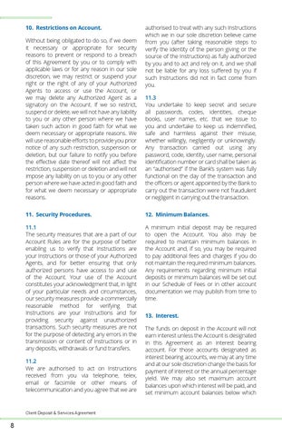 Belize Bank Client Deposit + Services Agreement 第 10 页