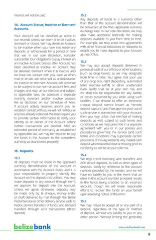 Belize Bank Client Deposit + Services Agreement 第 11 页