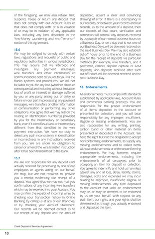Belize Bank Client Deposit + Services Agreement 第 12 页