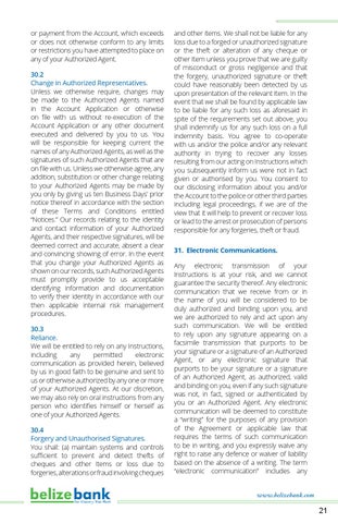 Belize Bank Client Deposit + Services Agreement 第 23 页