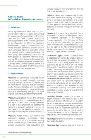 Belize Bank Client Deposit + Services Agreement 第 4 页