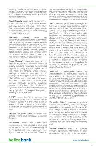 Belize Bank Client Deposit + Services Agreement 第 5 页