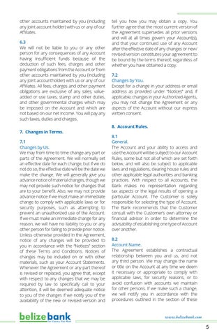 Belize Bank Client Deposit + Services Agreement 第 7 页