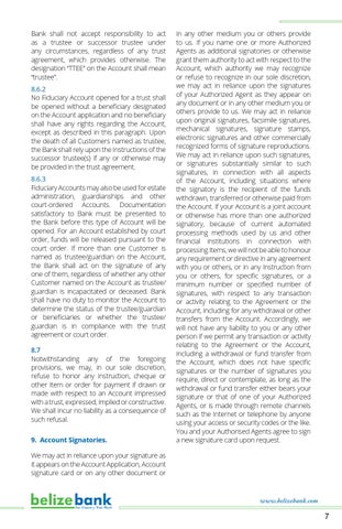 Belize Bank Client Deposit + Services Agreement 第 9 页