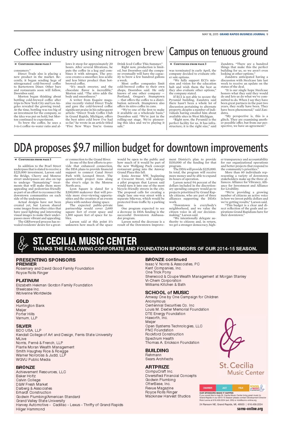 Grand Rapids Business Journal May 18 2015 By Grand Rapids