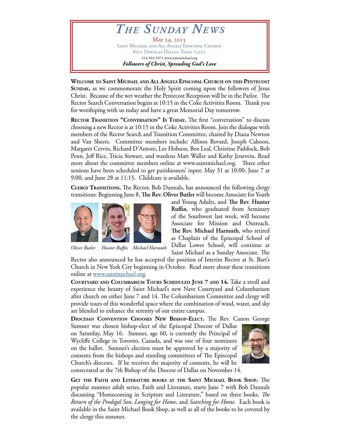 Sunday News - May 24 by Saint Michael and All Angels Episcopal Church ...