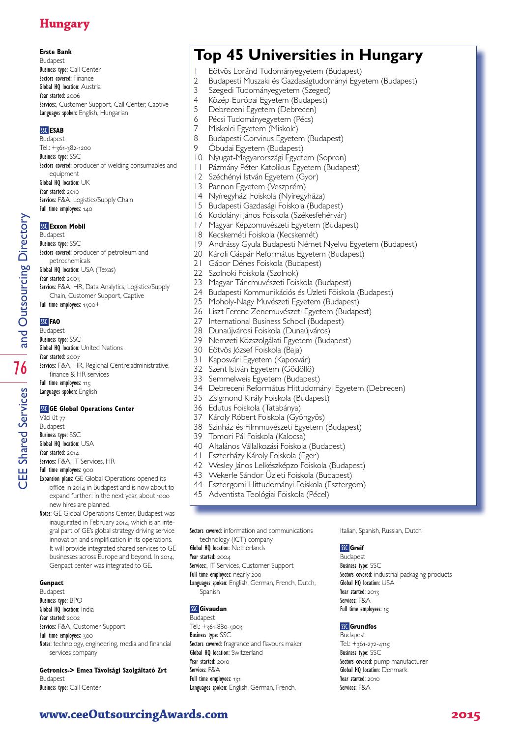 Cee Shared Services Outsourcing Directory 2015 By Biznespolska