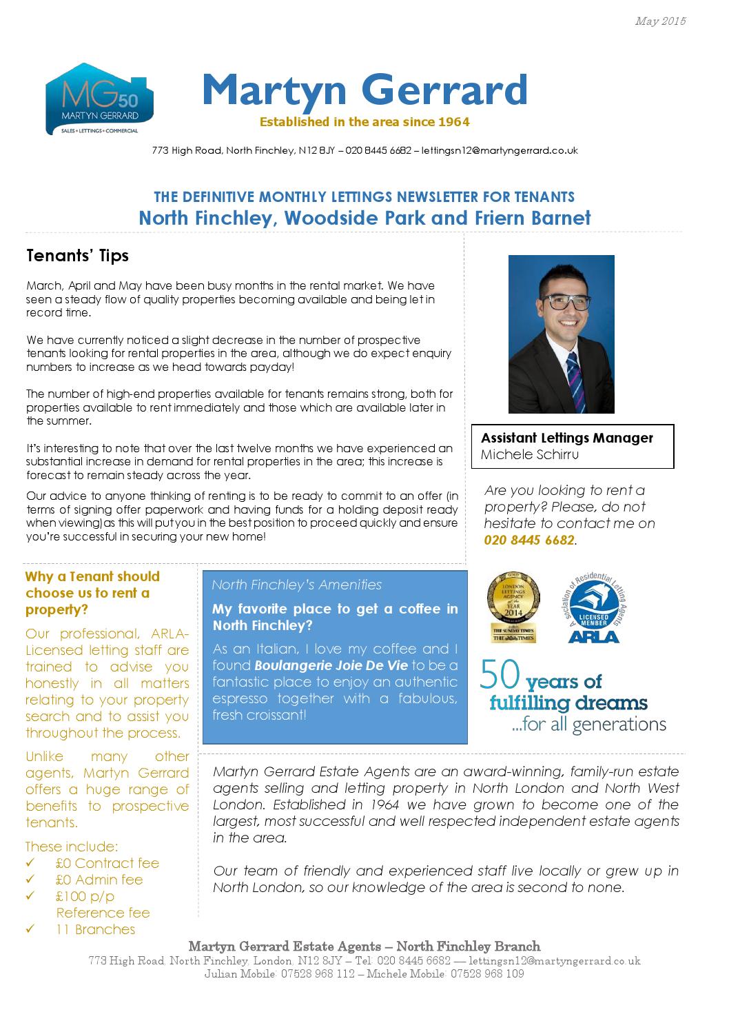 Bi weekly newsletter for North Finchley by Martyn Gerrard Estate Agents