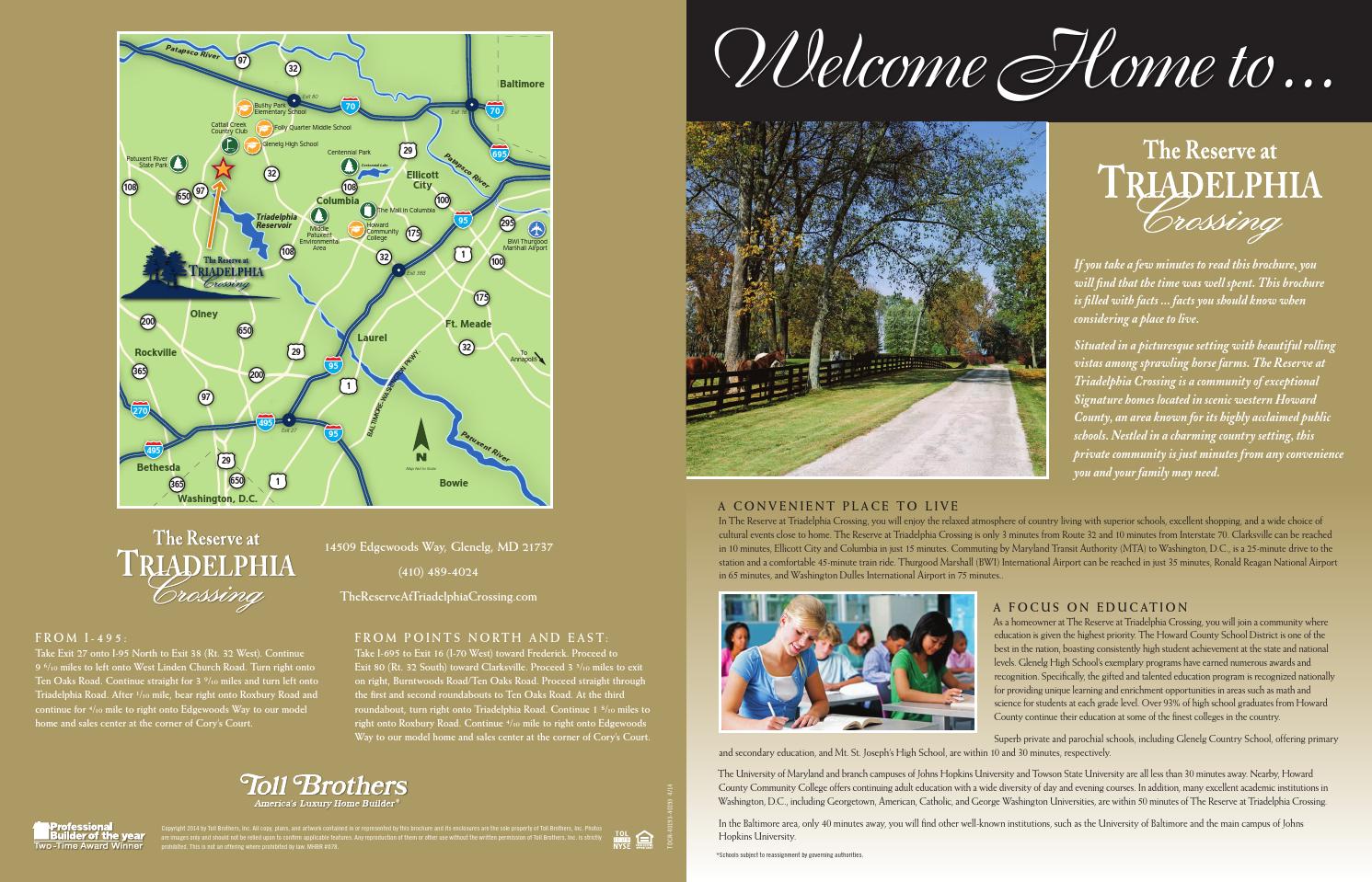 The Reserve at Triadelphia Crossing Community Guide by Toll Brothers