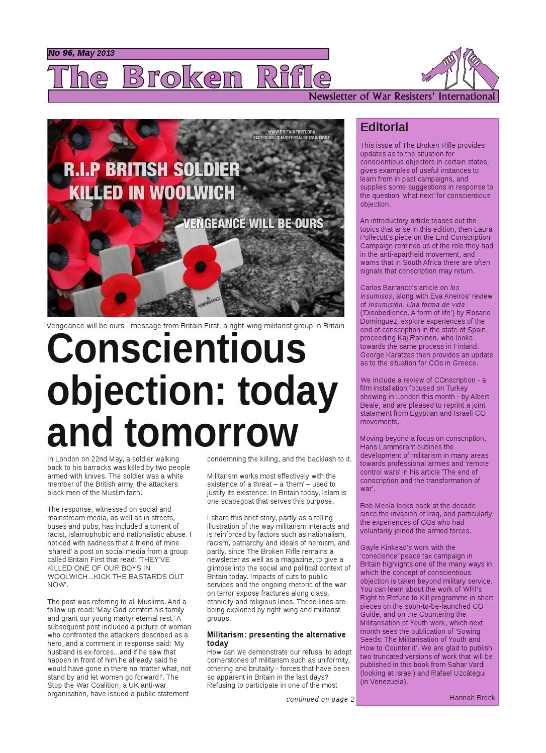 The Broken Rifle, 96 by War Resisters' International - Issuu