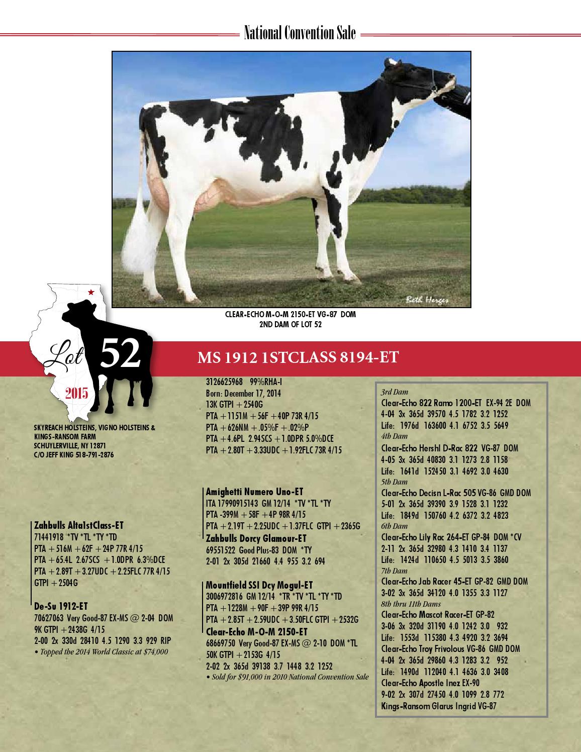 National Holstein Convention Sale 2015 by Dairy Agenda Today Issuu