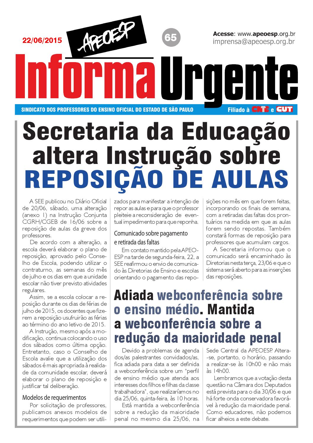Plano de reposição de aulas Plano de reposição de aulas