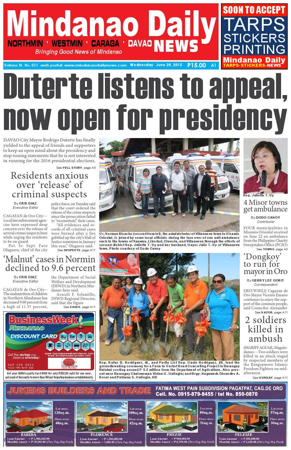 Mindanao Daily Davao (June 24, 2015) by Mindanao Daily News - Issuu