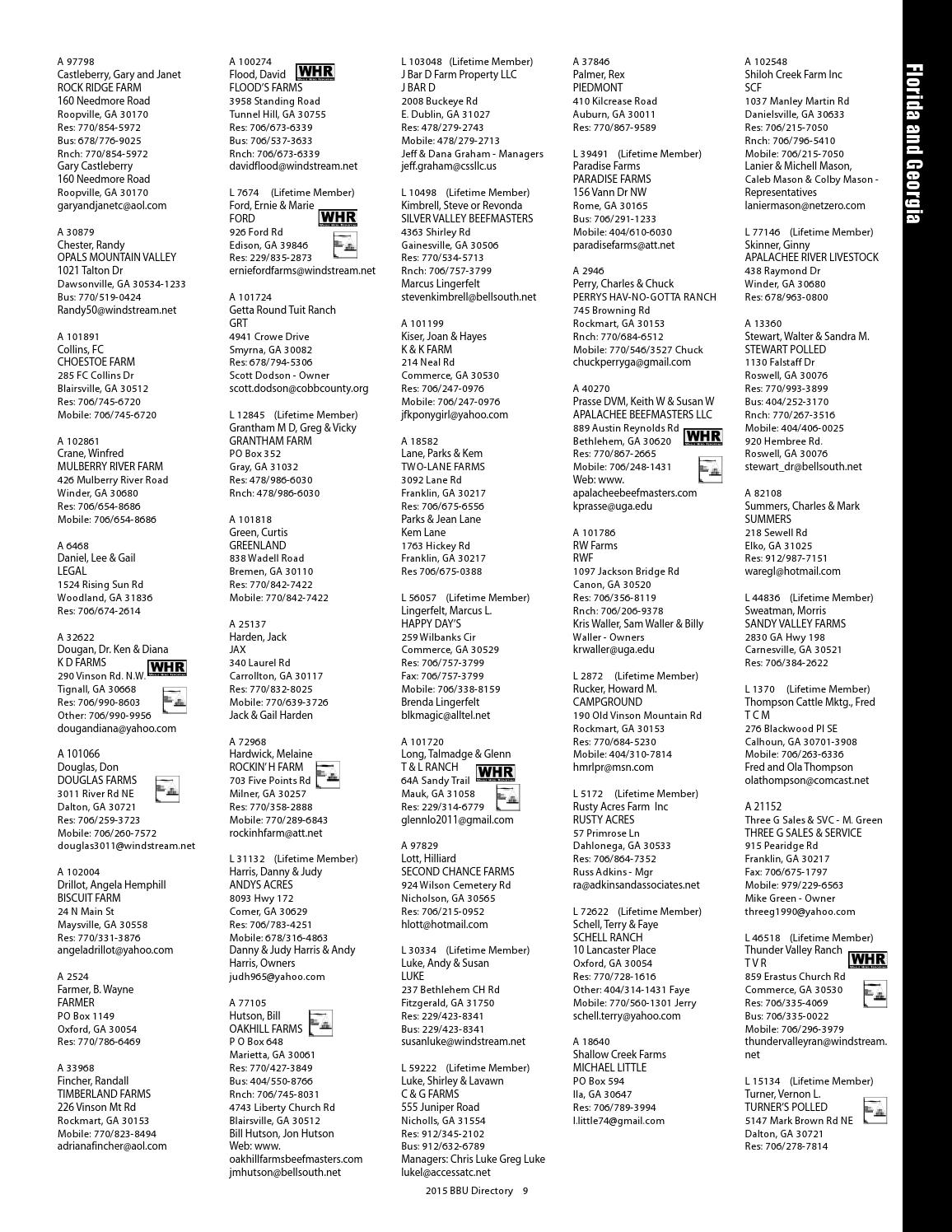 2015 Membership Directory by Beefmaster Breeders United