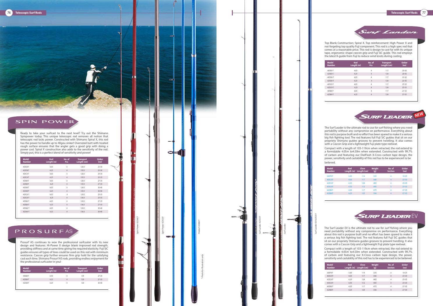 ロッド SHIMANO SURF LEADER 405DX-T Shimano SURF LEADER Telescopic 405DXT Surf Casting Rod