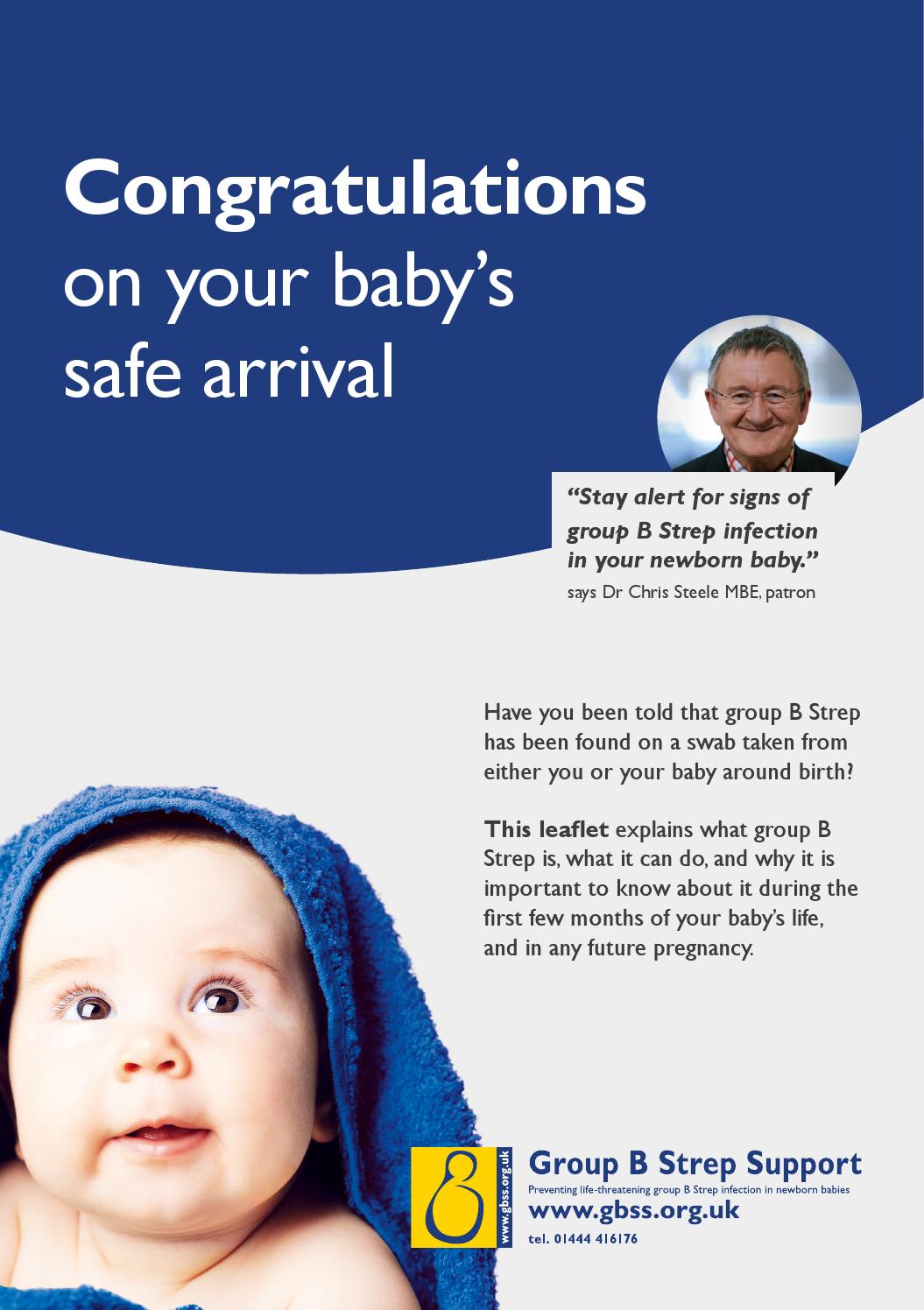 Congratulations on your baby's safe arrival leaflet by Group B Strep