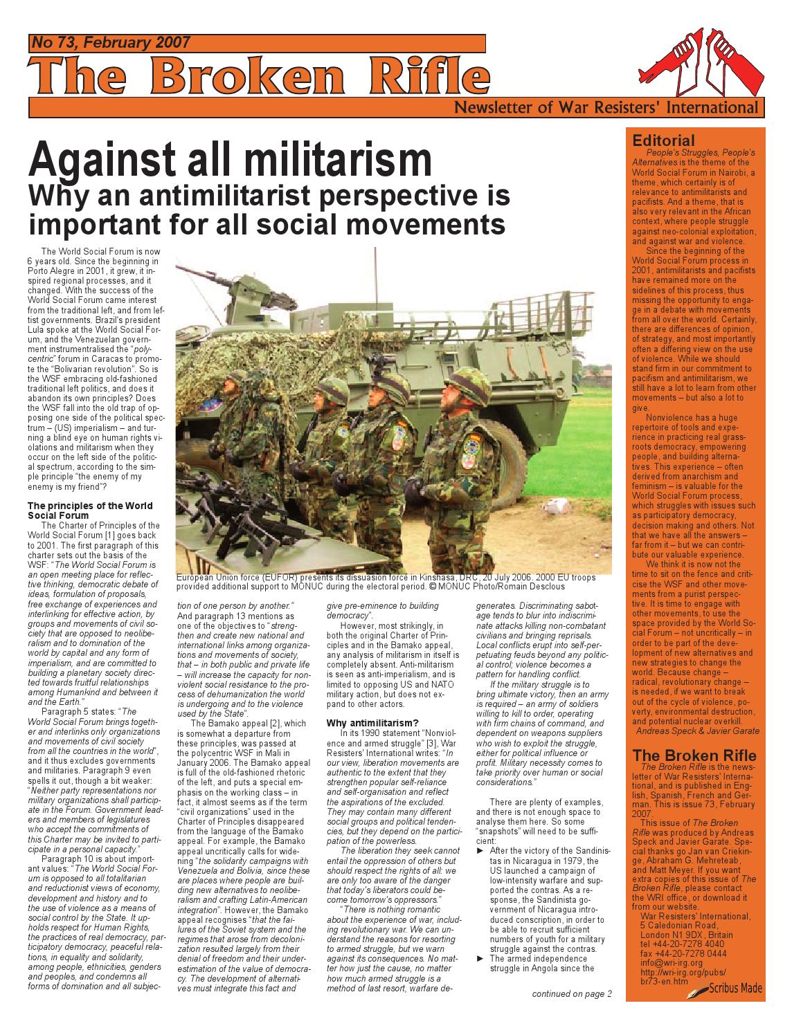 The Broken Rifle, 73 by War Resisters' International - Issuu