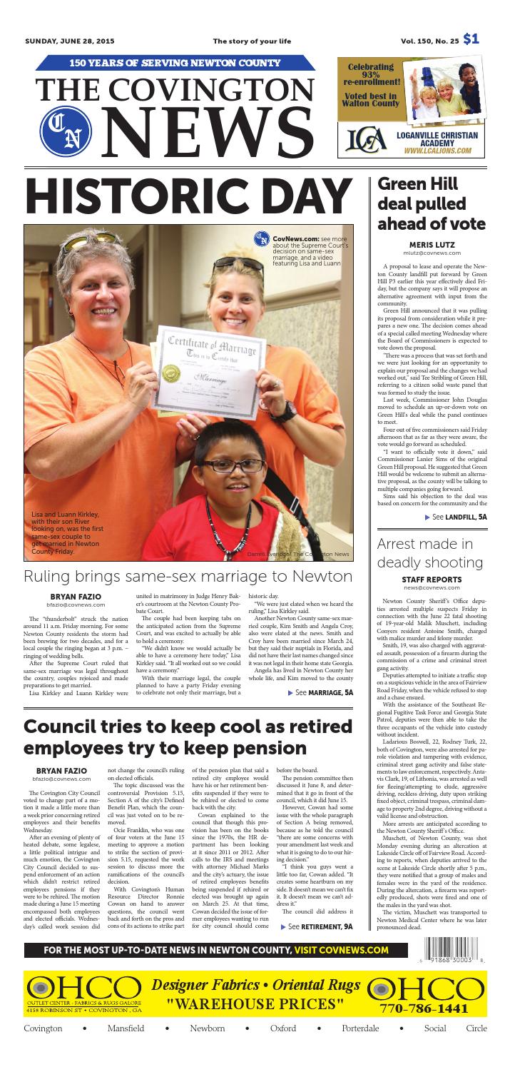 The Covington News Sunday, June 28, 2015 Vol. 150, No. 25 by The