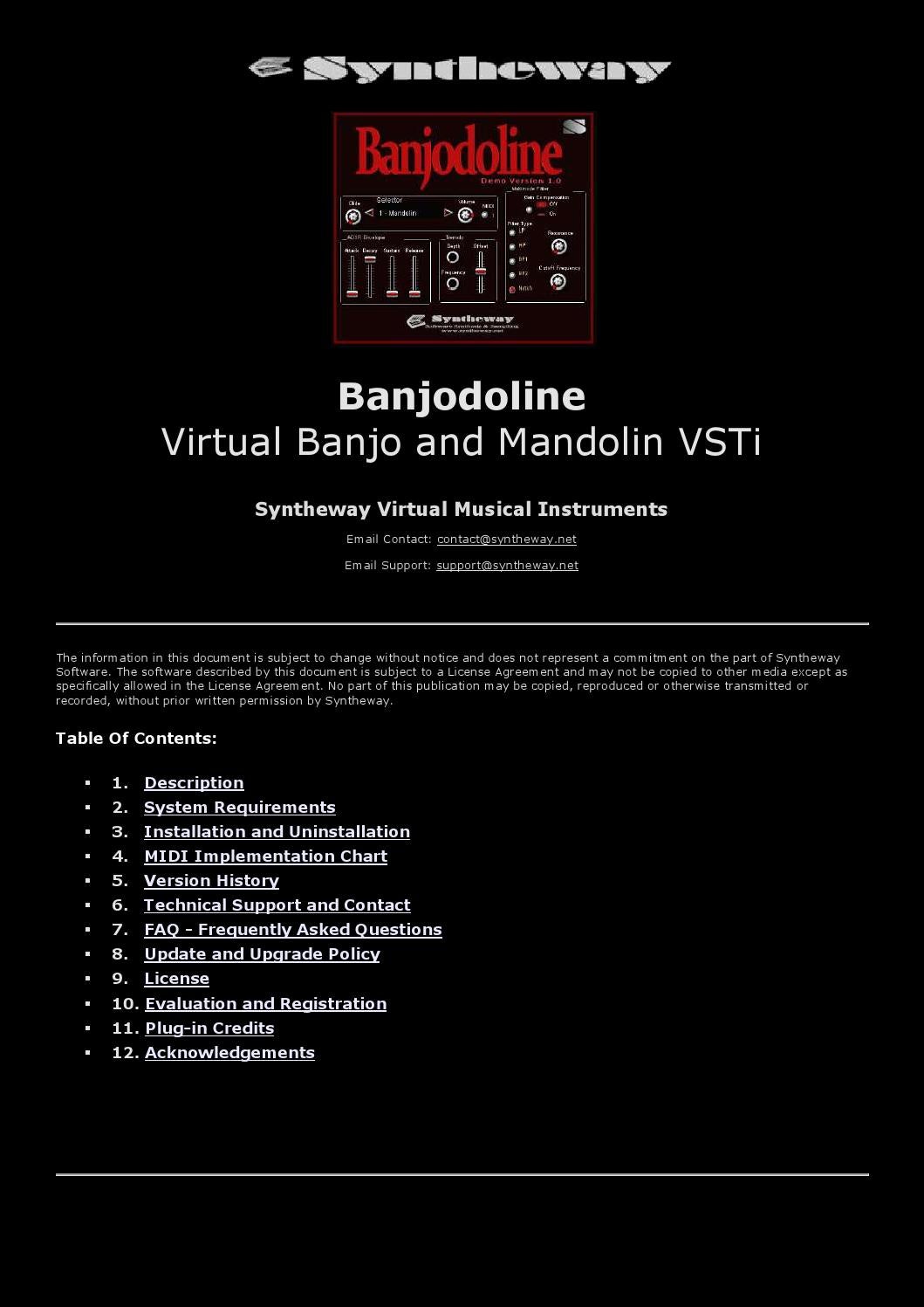 Syntheway Banjodoline Virtual Banjo & Mandolin VST Plugin Software by