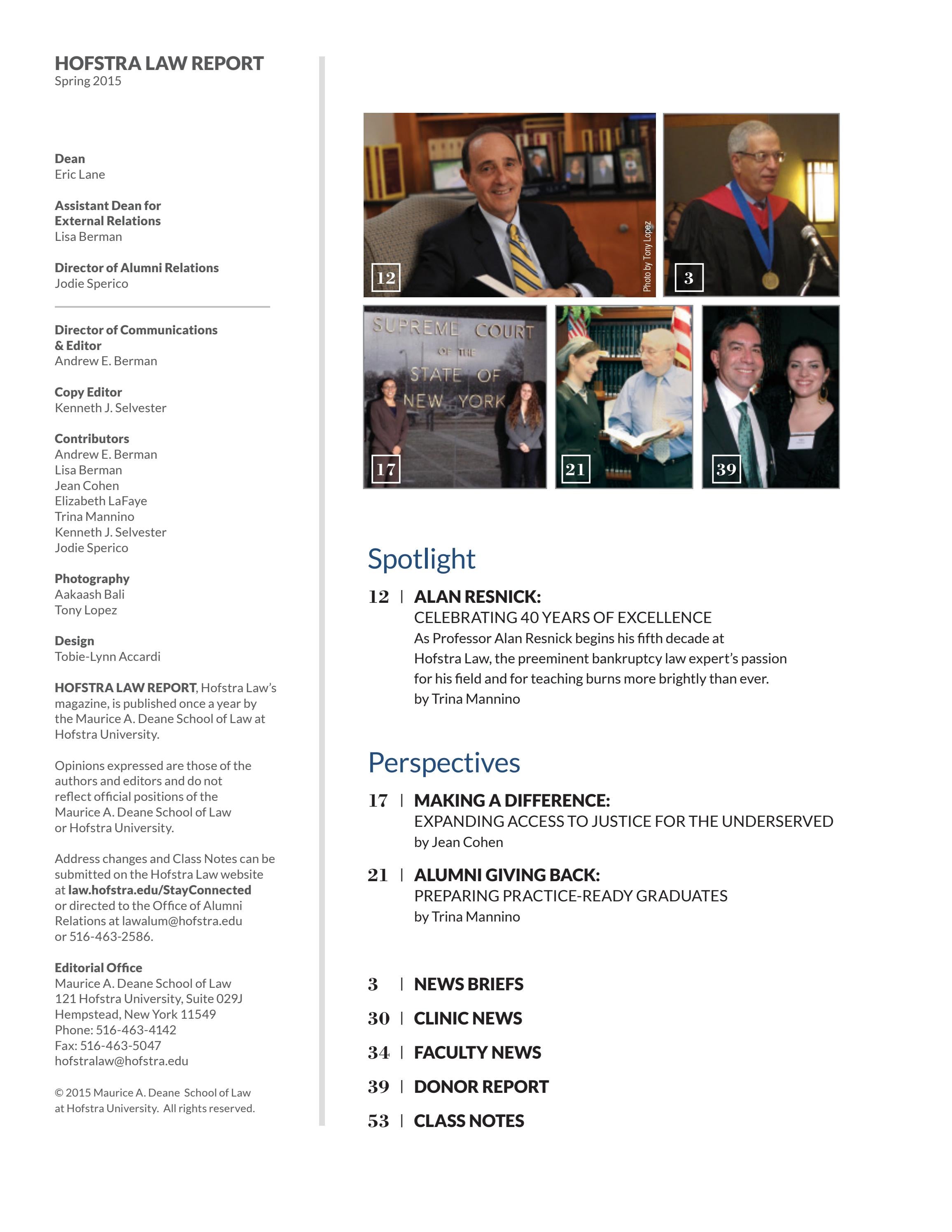 Hofstra Law Report Spring 2015 by Hofstra Law Issuu