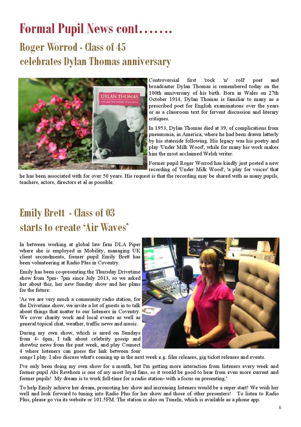 Under Milk Wood Anniversary Today >> Old Wheatleyans Newsletter Issue 5 By Bablake Issuu Under Milk Wood Anniversary Today >> Old Wheatleyans Newsletter Issue 5 By Bablake Issuu