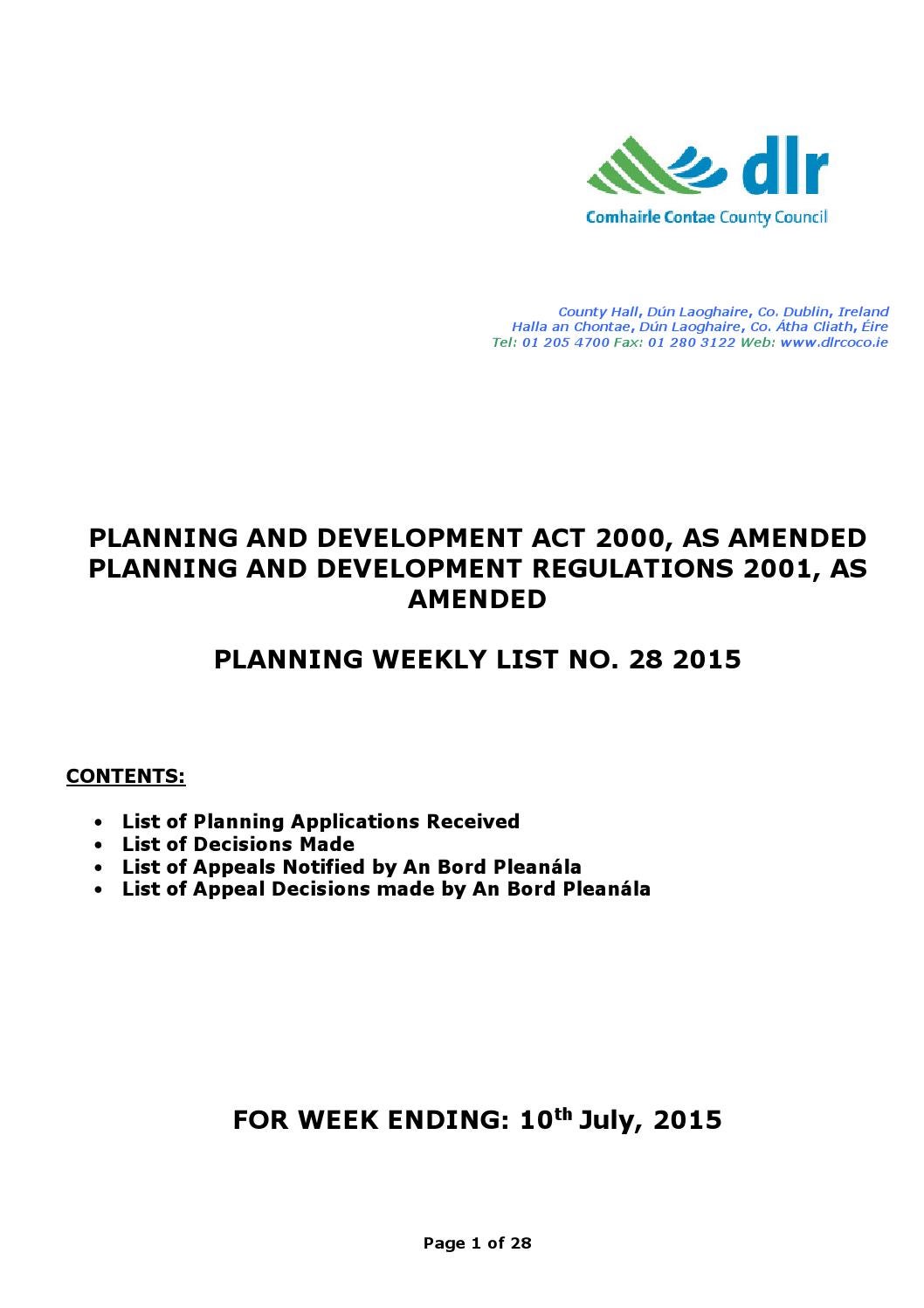 DLRCoCo Planning Weekly List no 28 by Michael Merrigan, MA. FGSI Issuu