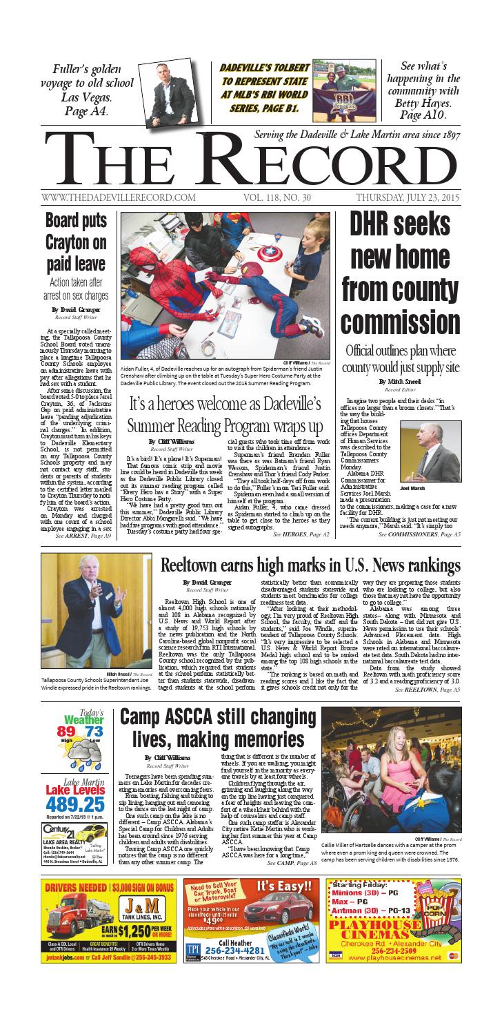 July 23, 2015 Dadeville Record by Tallapoosa Publishers Issuu