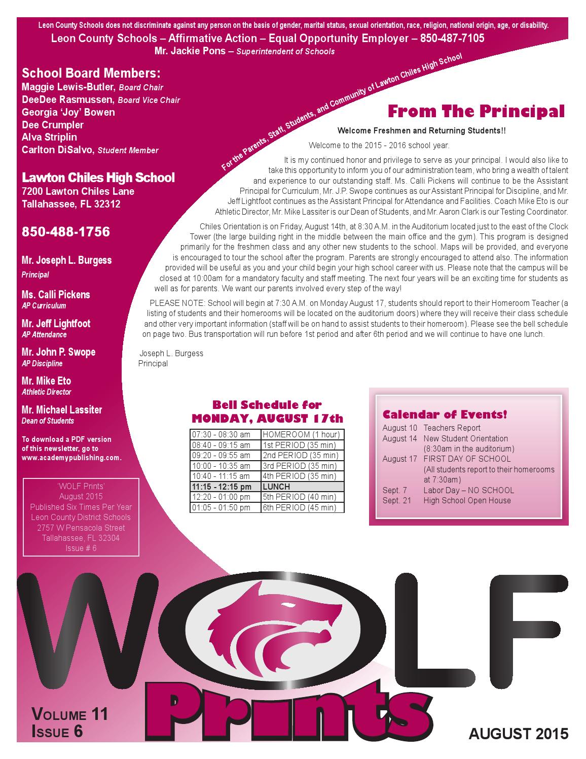 Lawton Chiles High School Newsletter by Academy Publishing, Inc. - Issuu