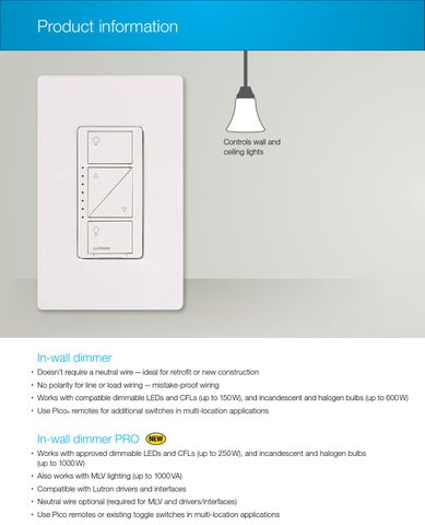 Lutron Caseta 灯饰手册 第 4 页