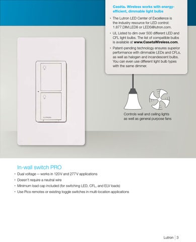 Lutron Caseta 灯饰手册 第 5 页