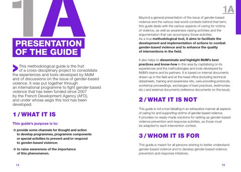Guide gender based violence prevention and reponse : A methodological ...