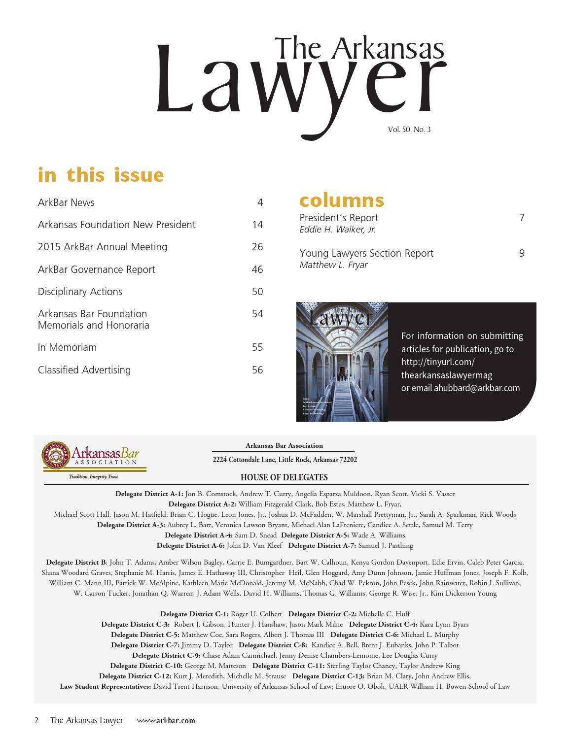 The Arkansas Lawyer Summer 2015 by Arkansas Bar Association Issuu