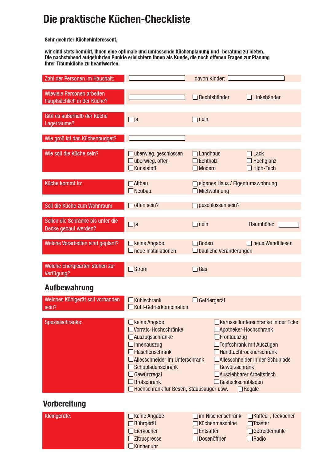 Küchencheckliste by Die Möbelfundgrube Martin Eckert GmbH
