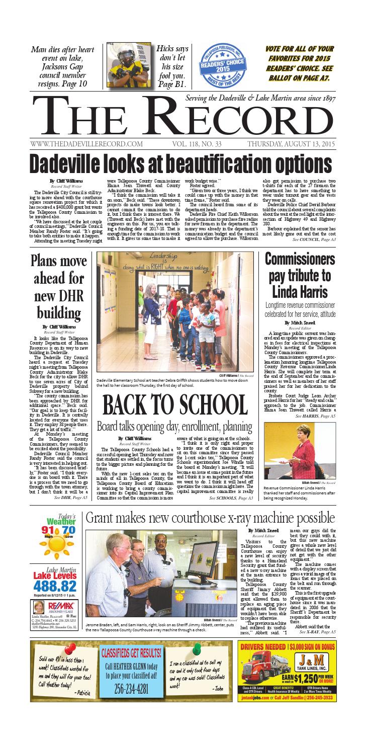 Aug 13, 2015 Dadeville Record by Tallapoosa Publishers Issuu