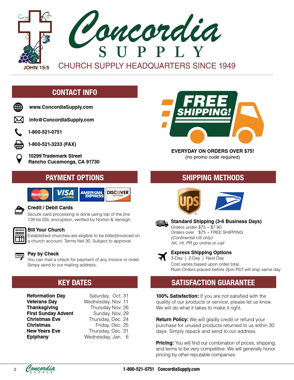 Concordia Supply Fall & Christmas 2015 Church Supplies Catalog by