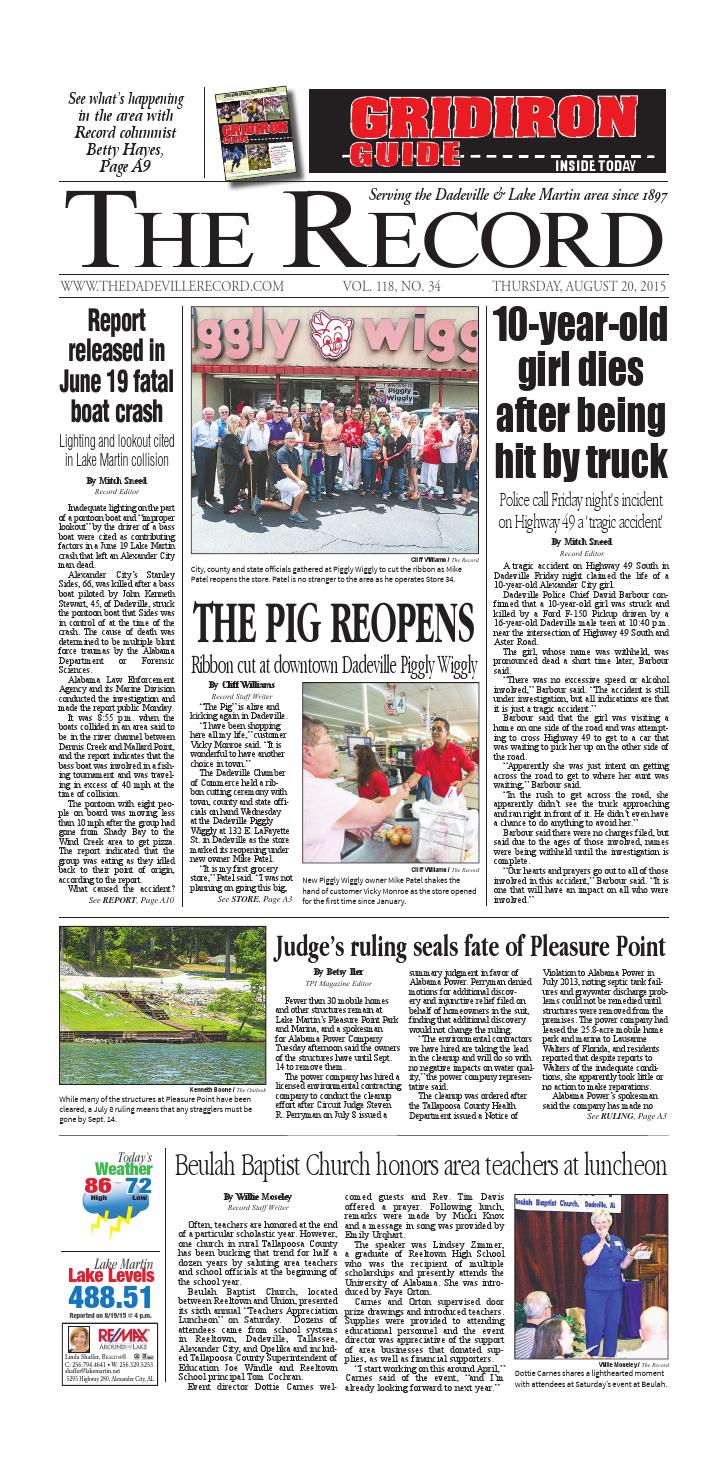 Aug. 20, 1015 Dadeville Record by Tallapoosa Publishers Issuu