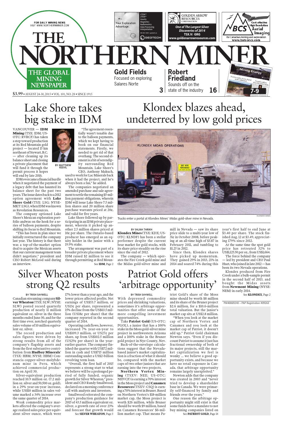 The Northern Miner August 24 2015 Issue