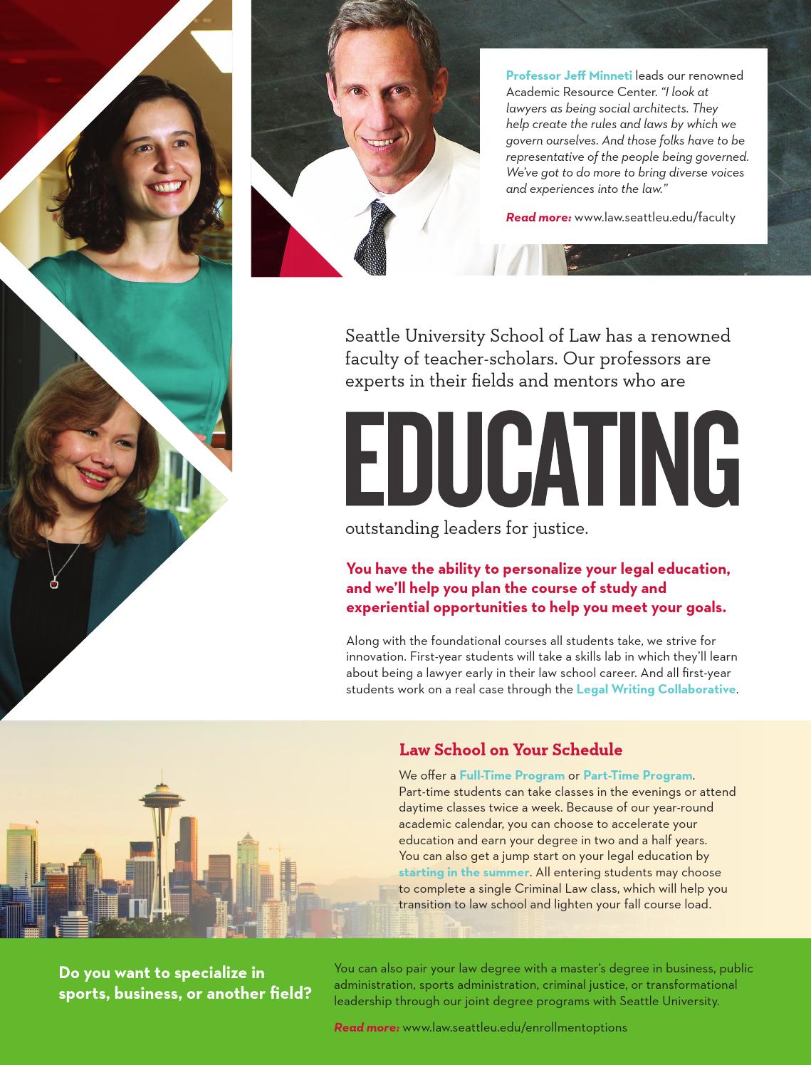 seattle university school of law admission viewbook by seattle lawyer into flyer