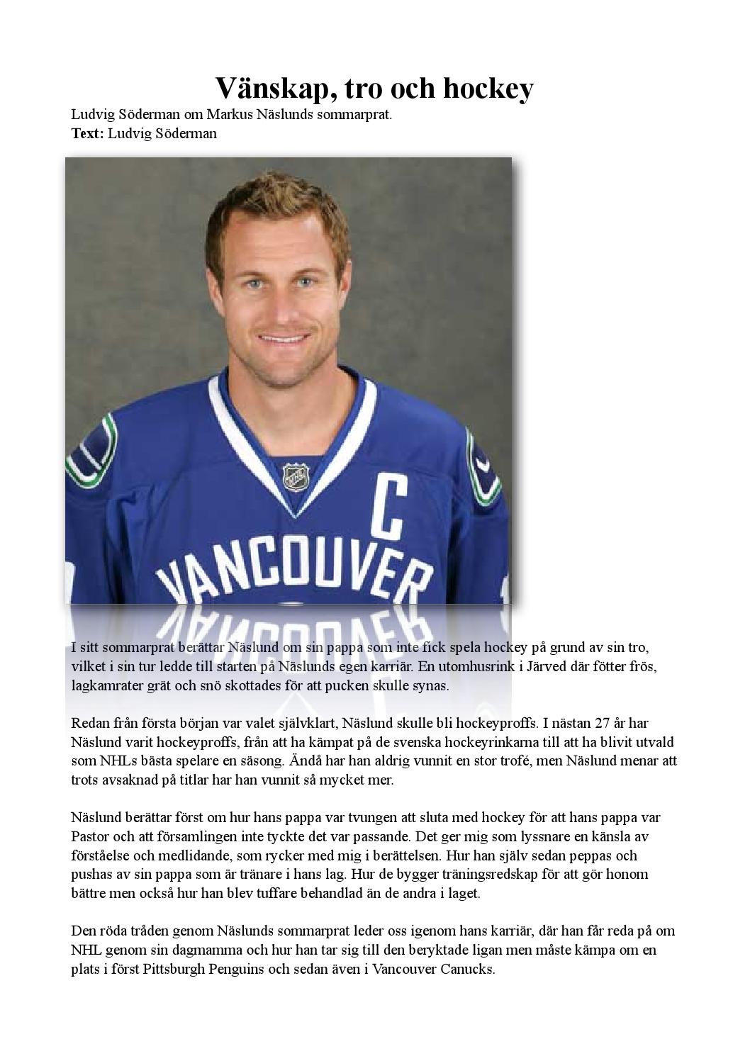 Markus Näslund sommarprat by Naturtreorna - Issuu