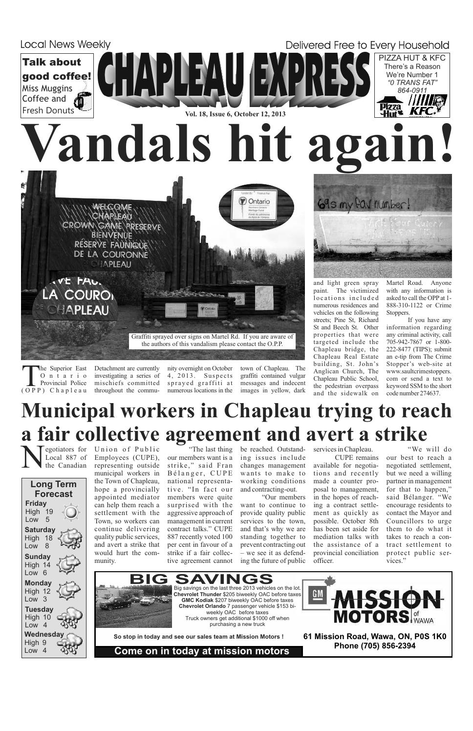 10122013 October 12 2013 by The Chapleau Express Issuu