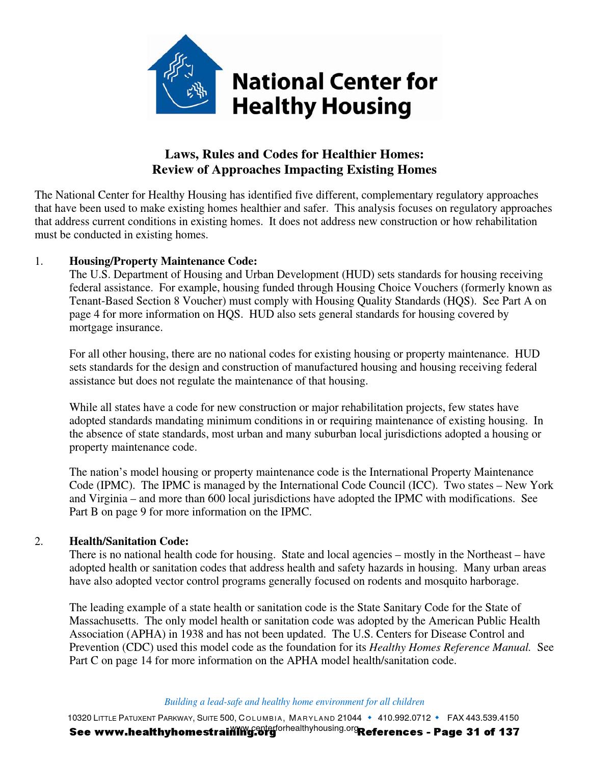 Healthy housing training info essentials ref codes full 6 11 09 by Dana L.  Horne, Ed.S, ICC/AACE ~ Revive Healthy Nutritional and Social Health  Ministry of Virginia - Issuu