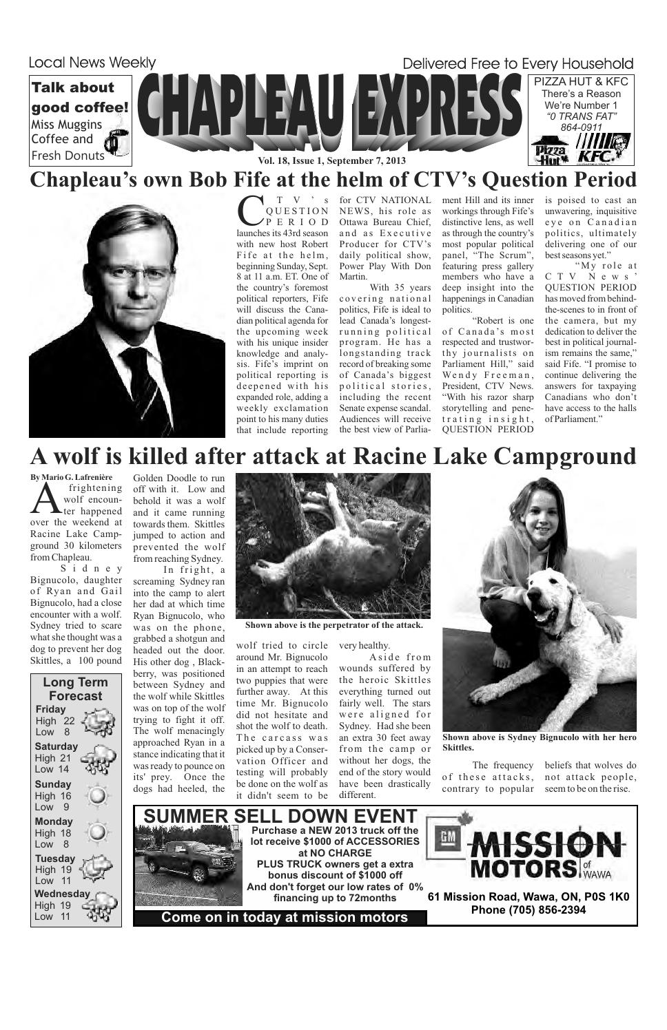 09072013 September 07 2013 by The Chapleau Express Issuu