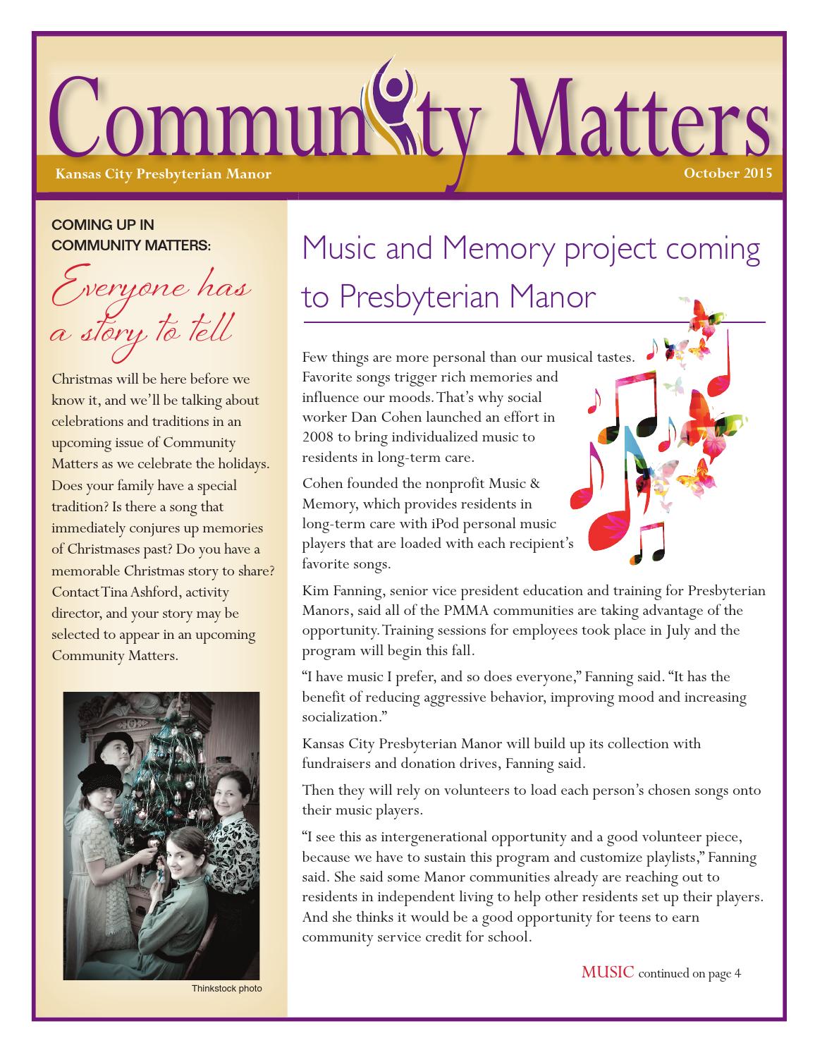 Kansas City Community Matters October 15 By Presbyterian Manors Of Mid America Issuu