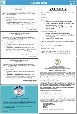Belize Times September 20, 2015 by Belize Times Press - Issuu