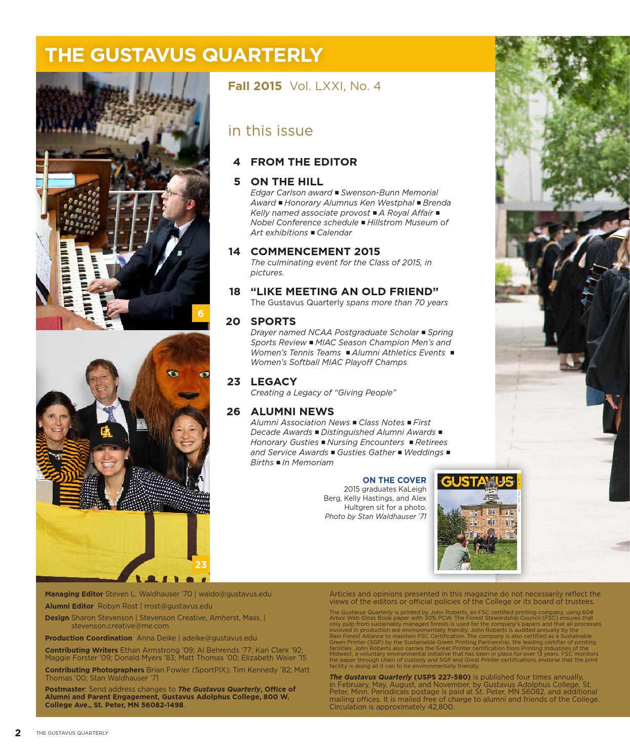 Fall 2015 Quarterly by Gustavus Adolphus College Issuu
