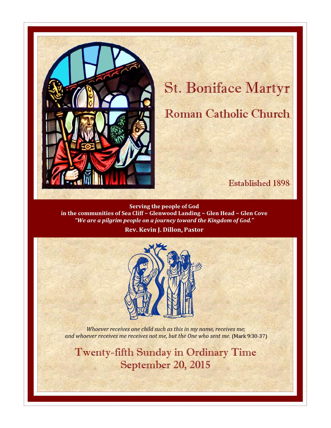 St. Boniface Martyr Parish Bulletin, September 20, 2015 by Robert P