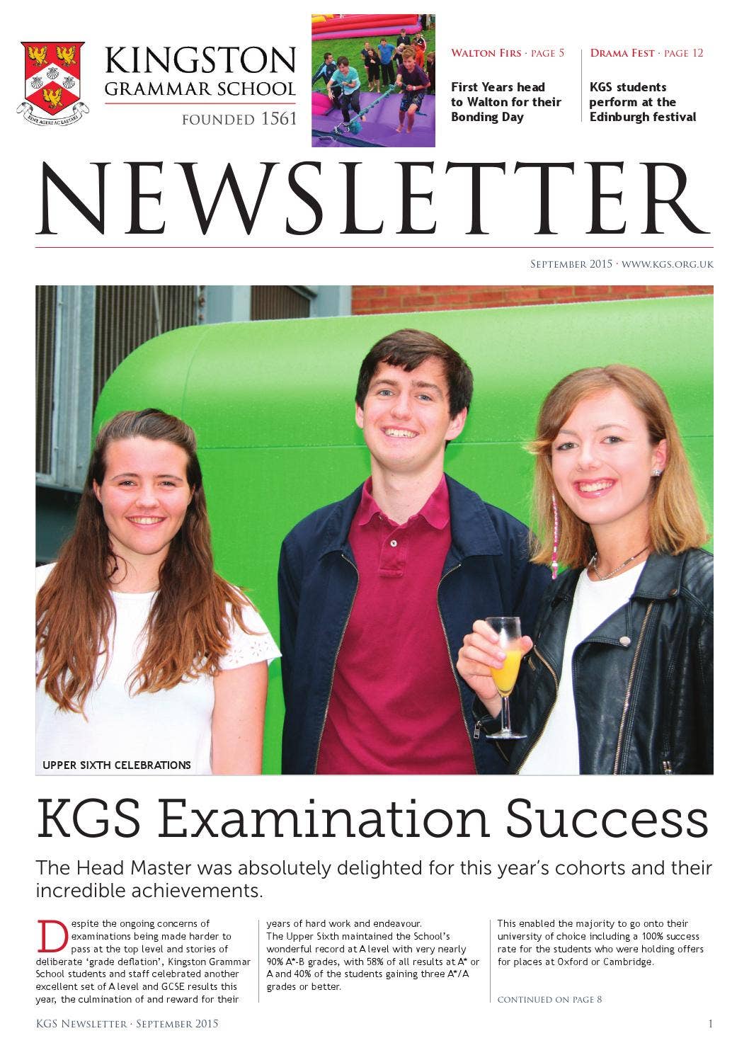 KGS Newsletter September 2015 by Kingston Grammar School - Issuu